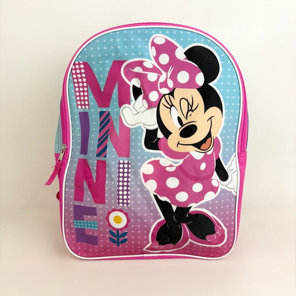 Disney Minnie Mouse Pink Polka Dot Dress Bow Kids Backpack NWOT New